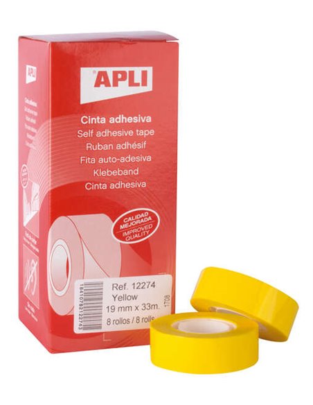 Apli Ruban Adhesiva Polipropileno 19mm x 33m - Résistant à l'eau et à la Intemperie - Facile de Cortar Avec les Manos - Idéal Po