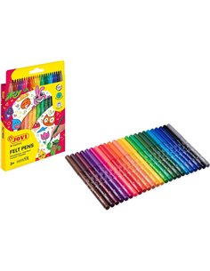 Jovi Felt Pens Pack de 24 Feutres - Pointe de 3mm - Amplia Variedad de Tonos - Encre de Gran Fijacion - Capuchon de Ventilado - 