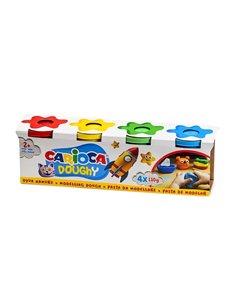 Carioca Doughy Pack Avec 4 Botes de Pasta de Modelar 110gr - Blanda et Flexible - Facile de Amasar et Moldear - Idéal Pour Inici