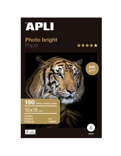 Apli Pack de 150 Feuilles de Papier Fotografico Photobright 10x15cm 240g - Acabado Brillante - Adapté Pour Usage en Impresoras I