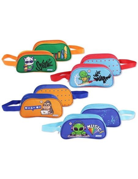 Bismark Lovely Animals Trousse Ovalado à 2 Couleurs - 3 Compartiments - 4 Diseños Diferentes