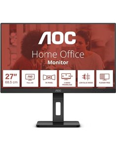 AOC Monitor 27" LED IPS FullHD 1080p 75Hz - Respuesta 4ms - Ajuste de Altura - Angulo de Vision 178° - Altavoces Incorporados - 