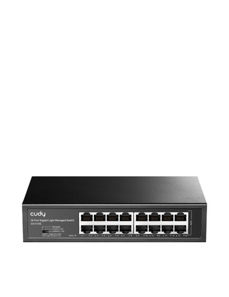 Cudy Switch Gigabit de 16 Puertos - Facile Administracion - Carcasa de Metal Pour Montaje en Rack - Plug and Play - Kit de Monta