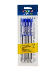 Carioca Sfera Pack de 4 Boligrafos Retractiles - Pointe Ø 1mm - Click Facile et Comodo - Escritura Doux et Fluida - Couleur Bleu