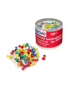 Dohe Boîte de 100 Agujas de Señalizacion - Cabeza de Plastico - Pointe Metalica de Primera Qualité - Couleurs assorties
