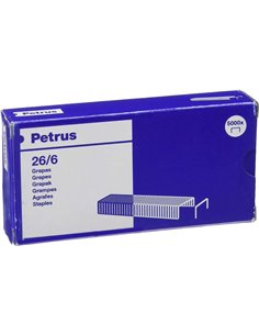 Petrus Boîte de 5000 Agrafes 26/6 Cobreadas - Jusqu'à 30 Feuilles - Patilla de 6mm