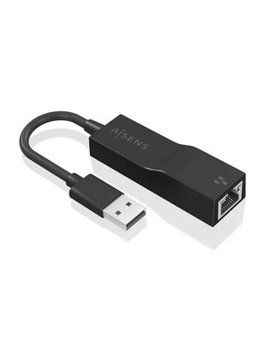 Aisens Conversor USB 3.0 à Ethernet Gigabit 10/100/1000 Mbps - 15cm - Couleur Noir