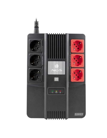 NGS Fortress Bunker SAI 600VA UPS 360W - Batterie Incorporada 12V/7 - Tecnologia Off Line - Funcion AVR - 6x Schukos - Protectio
