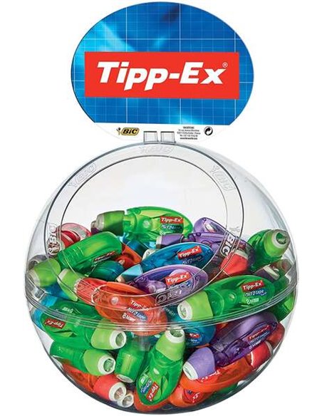 Tipp-Ex Micro Tape Twist Présentoir 60 Cintas Correctoras 5.00mm x 8m - Cabezal Rotativo - Escritura Instantanée - 4 Couleurs