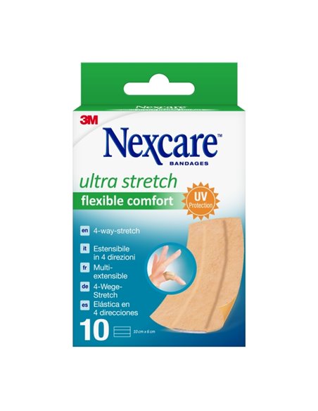 Nexcare Flexible Comfort Finger Pack de 10 Pansements Pour Plaies - 6x10cm - Élastique - Résistant à l'eau - Couleur Chair