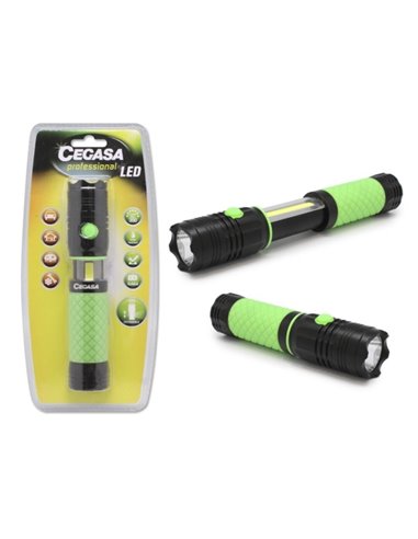 Cegasa Profesional Linterna LED Extensible Avec Luz Avant 350lm et Luz Latéral 120lm - Résistant à l'eau IP44 - Funciona Avec 4 