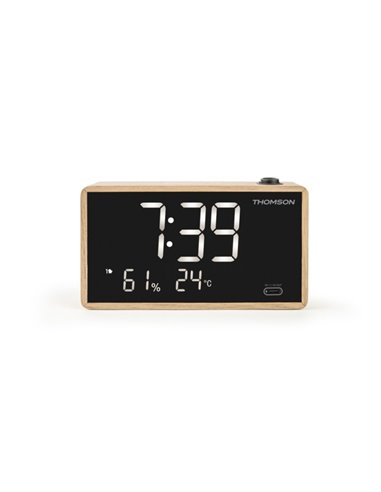 Thomson Radio Reloj Despertador Avec Proyeccion - Double Alarma - Angulo Proyeccion Réglable - Atenuador de Luz - Couleur Noir