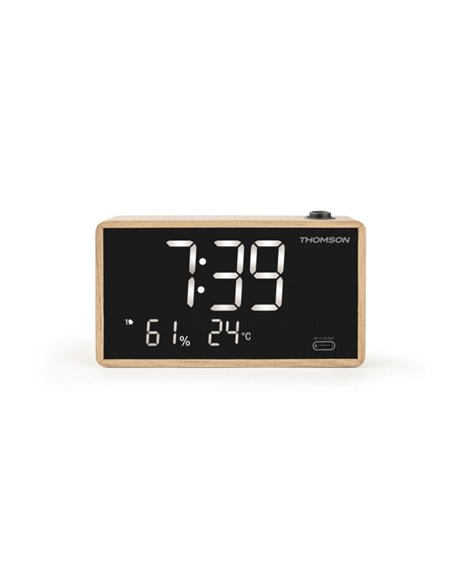 Thomson Radio Reloj Despertador Avec Proyeccion - Double Alarma - Angulo Proyeccion Réglable - Atenuador de Luz - Couleur Noir