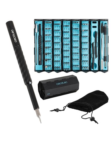 Cecotec PrecissionGyro 300 Infinity Destornillador de Precision - 128 Piezas - Comprend Accesorios - Étui Pliable Avec Magnetiza