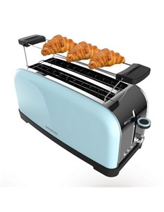 Cecotec Toastin' Time 1500 Tostadora de Double Ranura Larga - 1500W - Capacité Pour 4 Rebanadas - Ranura Ancha - Bandeja Recogem
