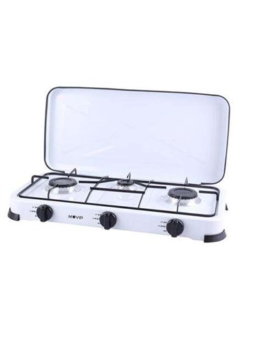 Muvip Cocina de Gas 3 Fuegos - Encendido Manual - Rejillas Extraibles - Couvercle Protectora
