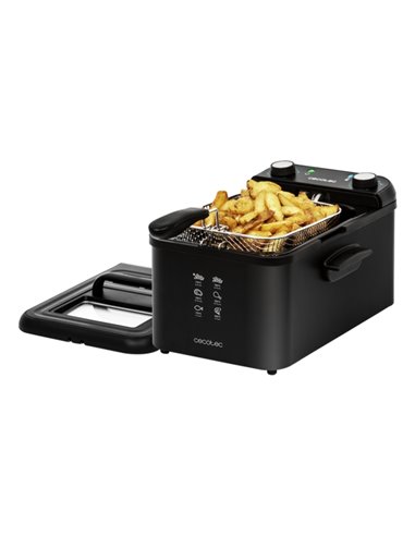 Cecotec Cleanfry Infinity 3000 Freidora Electrica - 2400W - Capacité de 3L - Filtro Incluido - Couvercle Avec Ventana - Temperat