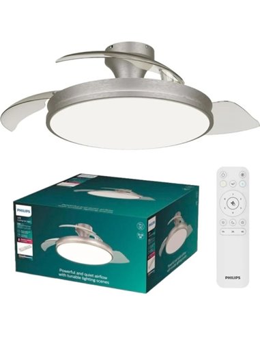 Philips Atlas DC Fan Ceiling Ventilateur de Techo Avec Luz LED Jusqu'à 6500K - Aspas Retractiles - 35W Ventilateur + 28W Luz - M