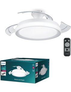 Philips Bliss DC Fan Ceiling Ventilateur de Techo Avec Luz LED Jusqu'à 6500K - Aspas Retractiles - 35W Ventilateur + 28W Luz - S