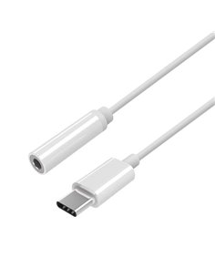 Aisens Conversor USB-C à Audio Estilo Apple - USB-C/M-JACK 3.5/H - 15cm - Couleur Blanc
