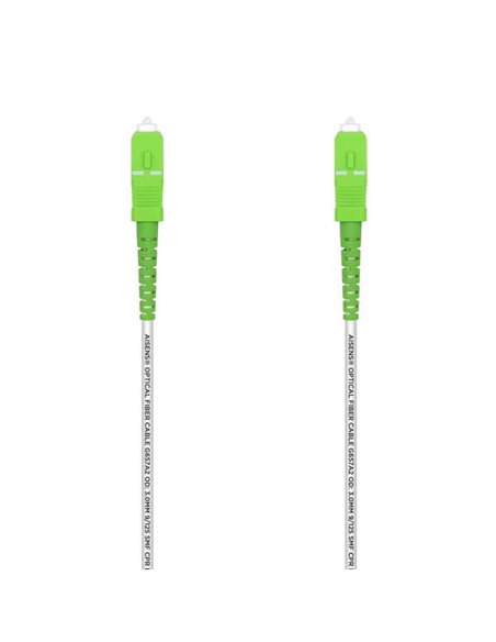 Aisens Câble Fibre Optica Latiguillo G657A2 3.0 9/125 SMF Simplex CPR Dca LSZH - SC/APC-SC/APC - 3.0M - Couleur Blanc