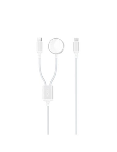 XO Câble USB 2 en 1 - 60W - Tipo C + Charge Magnetica Apple Watch - 1 Metro - Couleur Blanc