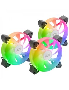 Mars Gaming MF-3A Kit de Ventiladores ARGB - Iluminacion 360º Sans Marco - Efectos ARGB Rainbow - Tecnologia FDB Ultrasilenciosa