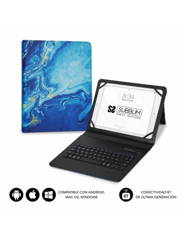 Subblim Keytab Pro Bluetooth Housse universal 9-10.1" - Design ultradelgado - Support Réglable - Système magnético - Résistant e