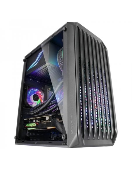 Mars Gaming MC-S2 Boîte Compacta Gaming - Ventiladores FRGB - Flujo de Aire Optimo - Ventana Latéral Completa - Compatible Micro