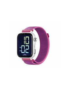 Savefamily Reloj Intelligente Smartwatch Infantil SaveWatch Plus 2 - Écran Amoled - Carcasa Blanca - Correa Tela Frambuesa