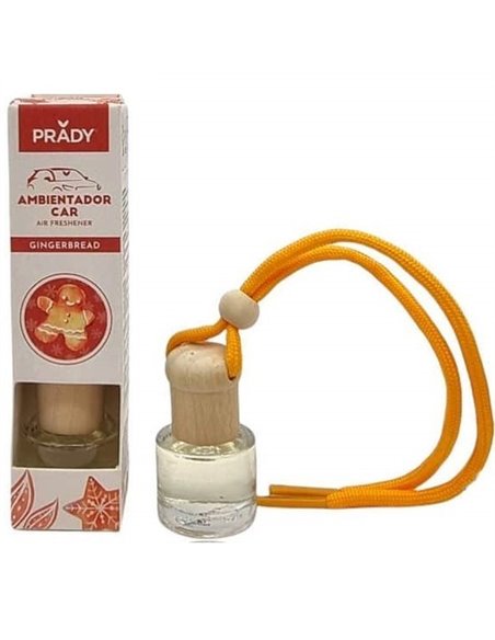 Prady Ambientador Coche Gingerbread - Flacon de Cristal 6 ml et Cuerda Pour Espejo Retrovisor