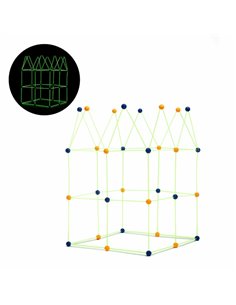 Innovagoods Builkitt Juego de Construccion de Fuertes - 155 Piezas - Fluo - Tela de 120x150cm - Sac de Transporte - Multicolor