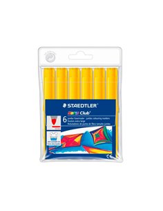 Staedtler Noris Jumbo 340 Pack de 6 Feutres Jumbo - Pointe de Fibre - Trait 3mm - Couvercle Ventilada - Couleur Jaune