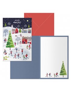 Dohe Ice Rink Pack de 6 Tarjetas de Felicitacion Navideña Avec Sobre - Taille Fermée 11.5x17cm, Ouverte 23x17cm - Papier Offset 