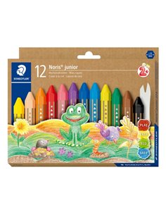 Staedtler Noris Junior Pack de 12 Ceras de Couleurs Extragruesas - Forma Hexagonal - Couleurs assorties