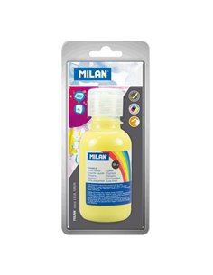Milan Botella de Tempera 125 ml - Tapon Dosificador - Séchage rapide - Mezclable - Couleur Jaune Limon