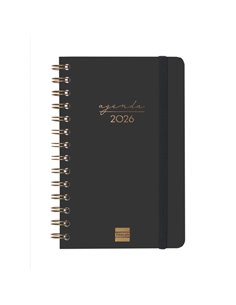 Finocam Alma Agenda - Annuel 2026 - Avec Spirale - Format E5 - 131x19x190mm - Semaine sur 2 pages Horizontal - Couleur Noir