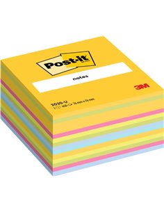 Post-It Cubo de 450 Notas Adhesivas Reposicionables - Forma Cuadrada - 76x76mm - Couleurs assorties