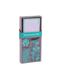 Apli Fluor Collection Set de Bureau - 25 Pins, 80 Clips de 28mm, 20 Pinzas Abatibles de 19mm et Notas Adhesivas de 100 Feuilles 