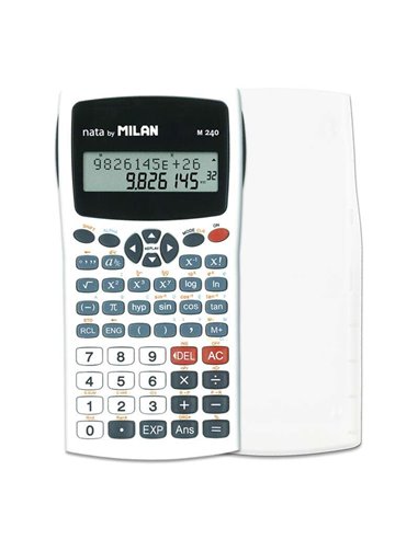 Milan M240 Calculadora Cientifica 10+2 Digitos - Écran de 2 Lineas - 240 Funciones Integradas Incluyendo 124 Cientificas - Carca