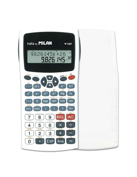 Milan M240 Calculadora Cientifica 10+2 Digitos - Écran de 2 Lineas - 240 Funciones Integradas Incluyendo 124 Cientificas - Carca