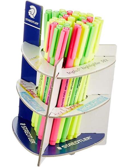 Staedtler Triplus Textsurfer 362 Présentoir de 30 Marcadores Fluorescentes - Trait 1 - 4mm Aprox - Encre Base de Eau - Couleurs 