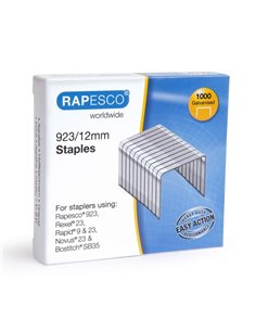 Rapesco Boîte de 1000 Agrafes 923/12 - Alambre Reforzado Galvanizado - Patilla de 12mm