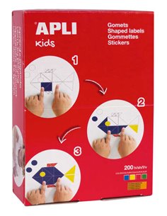 Apli Boîte de 7.200 Gomets Cuadrados - Dimensions 12x12mm, 17x17mm et 23x23mm - Adhésif permanent - Idéal Pour Escuelas Infantil