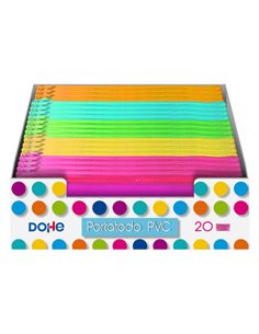 Dohe Présentoir Avec 20 Portatodos Simples Planos - Fabricados en PVC de 280 Micras Transparent - Fermeture zippée - Couleurs as