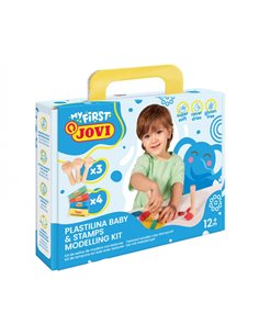 Jovi My First Plastilina Kit de Modelaje Avec 4 Pastillas de Plastilina 38gr + 3 Estampadores de Bois - Super Blanda - Estimula 