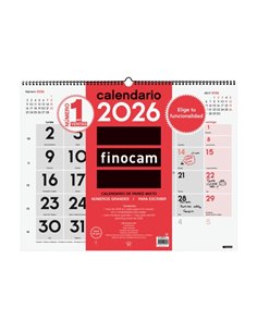 Finocam Calendario de Pared - Annuel 2026 - Espacio Pour Escribir - Format XL - 540x5x430mm - Numeros Grandes - Couleur Blanc et