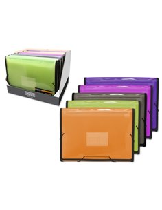 Ingraf Présentoir Avec 10 Carpetas Frame Fuelle 13 Departamentos Taille A4 - Polipropileno Translucido - Fermeture Avec Gomas - 