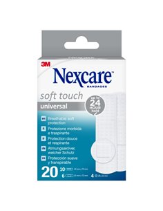 Nexcare Universal Soft Touch Pack de 20 Pansements assortis - Respirant - Toucher agréable - Couleur Blanc