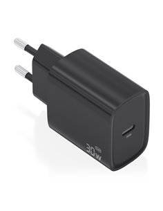 Aisens Cargador GaN 30W - USB-C PD3.0 - Tecnologia AI Pour Detectar Protocolo et Vitesse de Charge - Couleur Noir